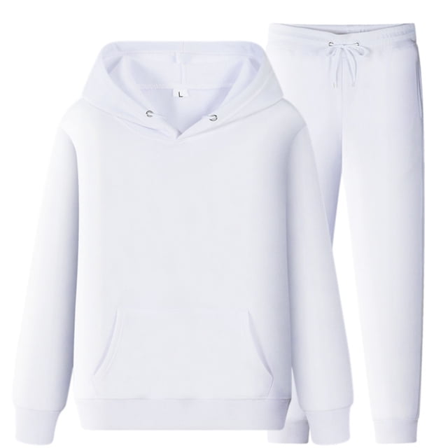 Men's Sports Suit Winter Autumn Leisure Hooded Sweater Pants Solid Color Tassels Outfit for Active Comfort