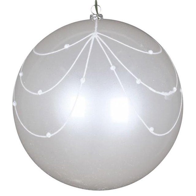 Vickerman MT194711D Rideau Ornemental Pailleté Bonbon Blanc 6 Po. - 3 par Sac