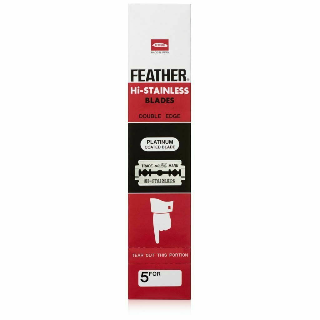 100 FEATHER Hi-Stainless Platinum Double Edge Safety Razor Shaving Blades Japan
