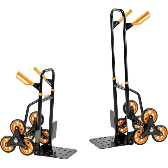 Heavy Duty Stair Climbing Hand Truck Dolly Cart, Portable and Foldable Three-Wheel Dolly