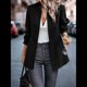 thumbnail image 4 of Chaqueta Blazer Informal de Oficina para Mujer, de Larga, con Solapa y Abertura Frontal. Negro L, 4 of 8