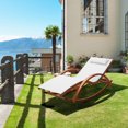 thumbnail image 1 of Outdoor Cedar Wood Rocking Patio Lounge Daybed with White Textilene Fabric & Canopy, 1 of 8