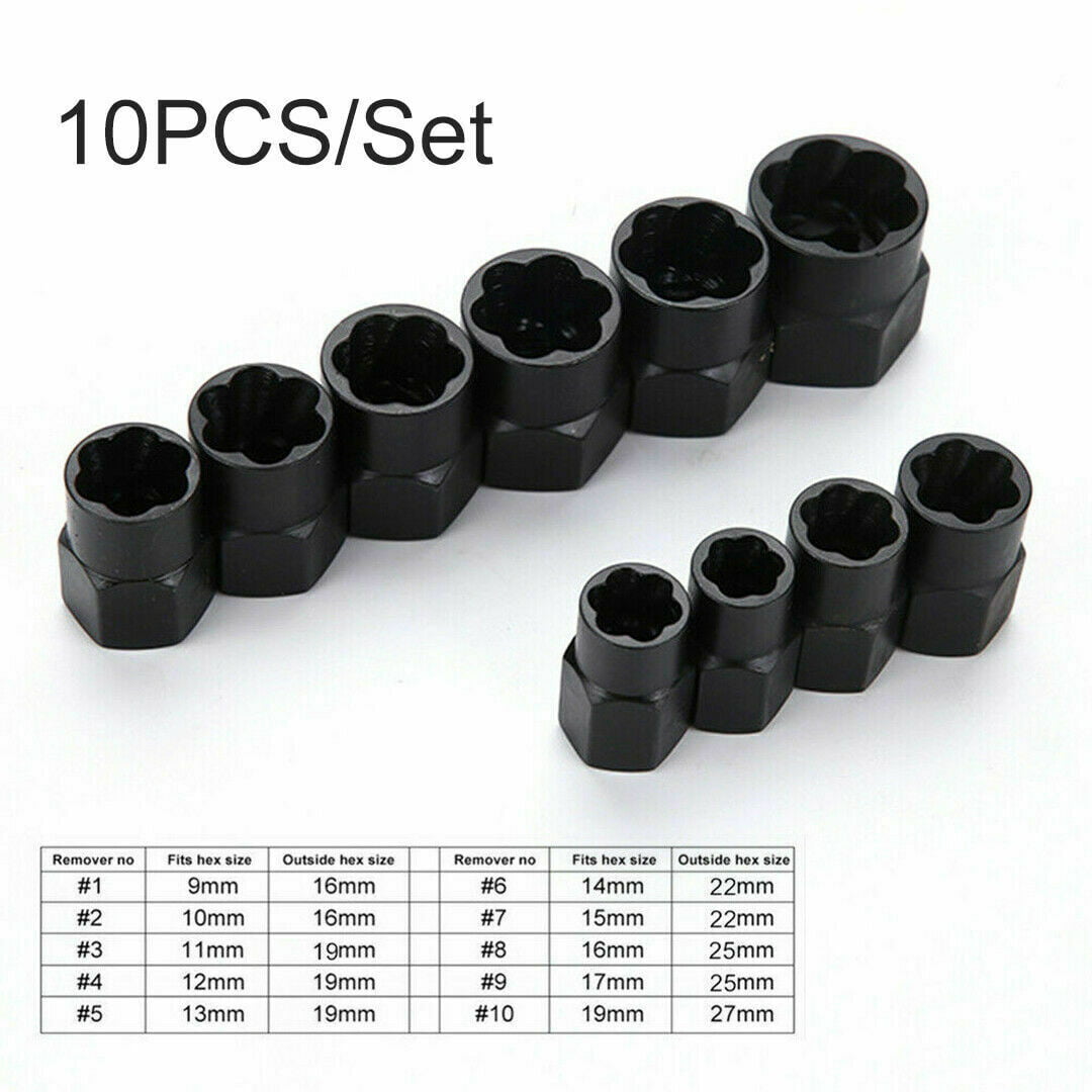 5pc Damaged Bolt Nut Remover Extractor Twist Sockets 14mm 19mm 3/8" Drive 