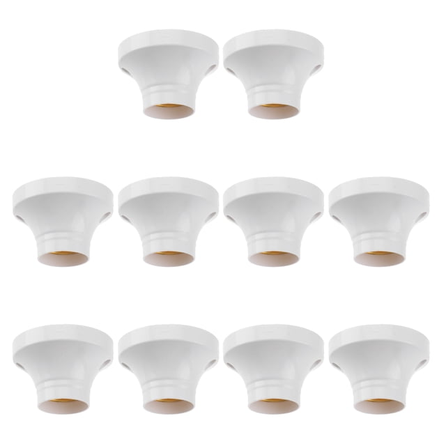 Miangastore White E27 Lamp Holder for Screw Type Bulbs Plastic and Metal Base 25 Inch Top 12 Inch