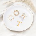 thumbnail image 2 of Ceramic Jewelry Tray, Initial Ring Dish Trinket Plate Engagement Gift, Small Personalized Monogram Ring Bowl for Wedding, White Decorative Jewelry Holder for Women Vanity -Letter T, 2 of 8