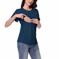thumbnail image 6 of Lovskoo Womens Pregnant Nursing Slim Fit Tops Short Sleeve Cotton Crew Neck Breastfeeding T-Shirts Stretch Soft Comfy Tees Navy 2XL, 6 of 9