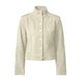 thumbnail image 6 of Women's Solid Long Sleeve Stand Collar Casual Button Jacket, 6 of 7