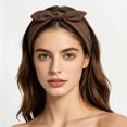 thumbnail image 2 of Headbands for Women Bow Knotted Hair Band Facial Cloth Ears Running Sport Elastic Hair Wrap Coffee Free Size, 2 of 5