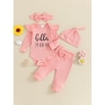 thumbnail image 5 of Yunliwuli Baby Girls Autumn 4PCS Sets Long Sleeve Romper Tops Ribbed Pants Headband Hat Sets, 5 of 10