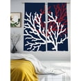 thumbnail image 4 of Red White Coral Semi Sheer Window Curtains 72 Inches Long, Summer Ocean Nautical Coastal Navy Blue Rod Pocket Voile Silky Chiffon Curtain Light Filtering Drapes for Living Room, 52"x72", 2 Panels, 4 of 9