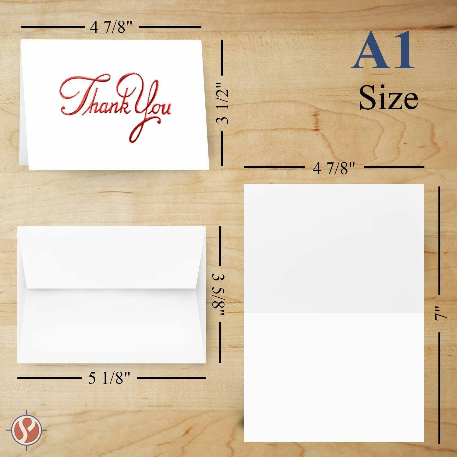 Business Thank You Cards, Nice Elegant Red Embossed, Half Fold White Blank Greetings, Gift & Presents | Holiday, Baby & Bridal Shower, Wedding, Graduation, | Set of 25 Cards & 25 Envelopes