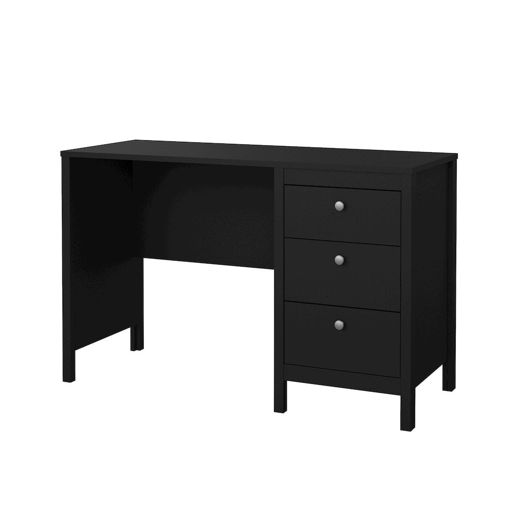 Tvilum Madrid Home Office Writing Desk with 3 Storage Drawers for Adults, Black Matte