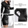 thumbnail image 4 of Vestido de mujer Ticfox con Cuello en V y mangas abullonadas negro XL, 4 of 5