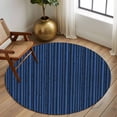 thumbnail image 2 of Round Rugs 5 Ft, Dark Blue Non Slip Area Rugs for Kitchen Bedroom Entryway, Retro Farmhouse Plants Wall Lines Texture Washable Carpet Runner Rug Floor Mats for Bedroom Home Decor, 2 of 8
