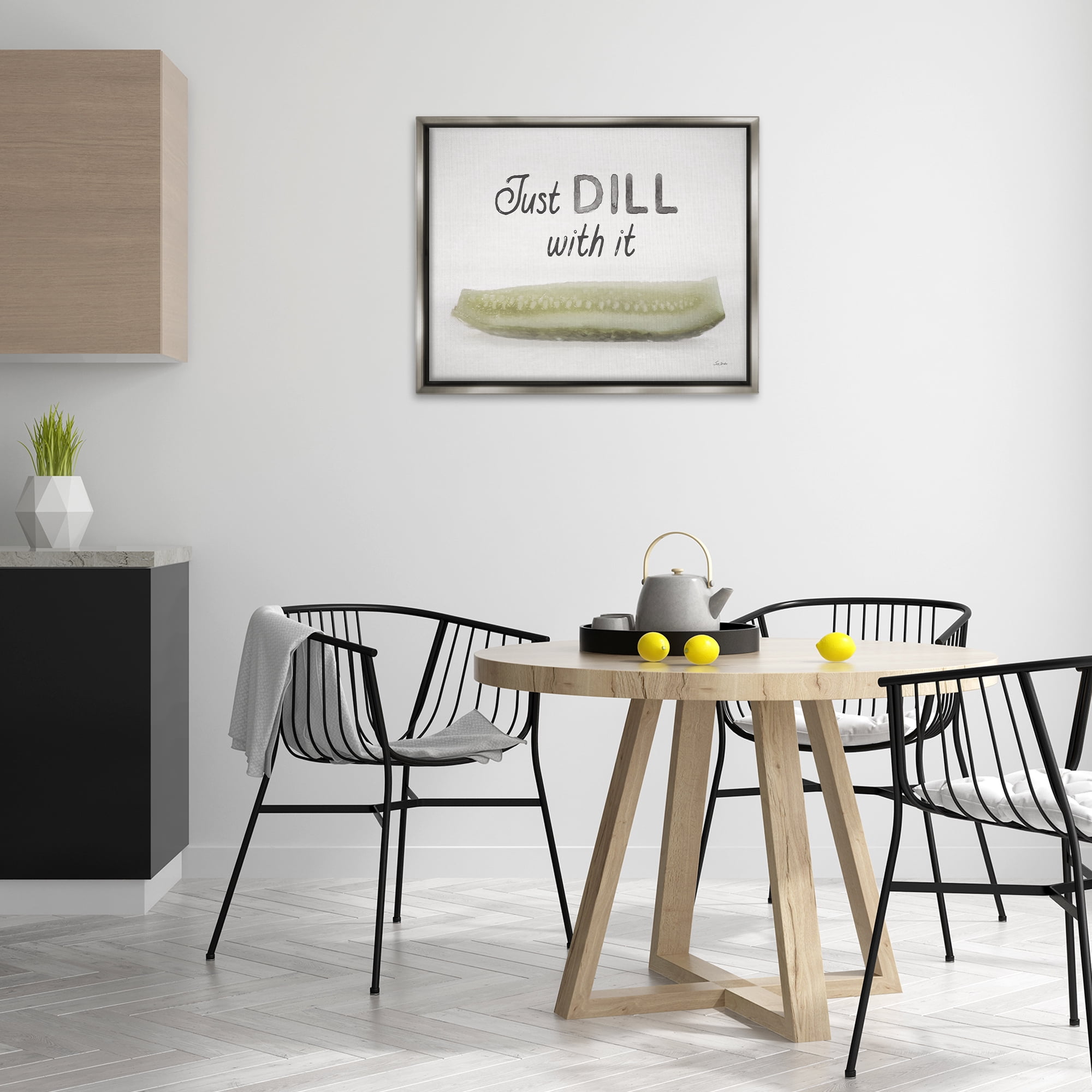 Stupell Industries Just Dill With It Food & Beverage Painting Gray Floater Framed Canvas Art Print Wall Art, 31 x 25