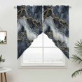 thumbnail image 2 of Swag Valance Curtains for Windows, Marble Light Filtering Kitchen Curtains with Rod Pocket, Navy Blue Modern Luxury Gold Texture Decorative Window Treatment Valances for Living Room, 36x45 - 2 PCS, 2 of 9