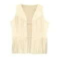 thumbnail image 3 of Ocealan Kids Western Vest Sleeveless Open Front Riveted Tasseled Waistcoat Cowboy Cowgirl Outerwear Beige Apricot 10, 3 of 6