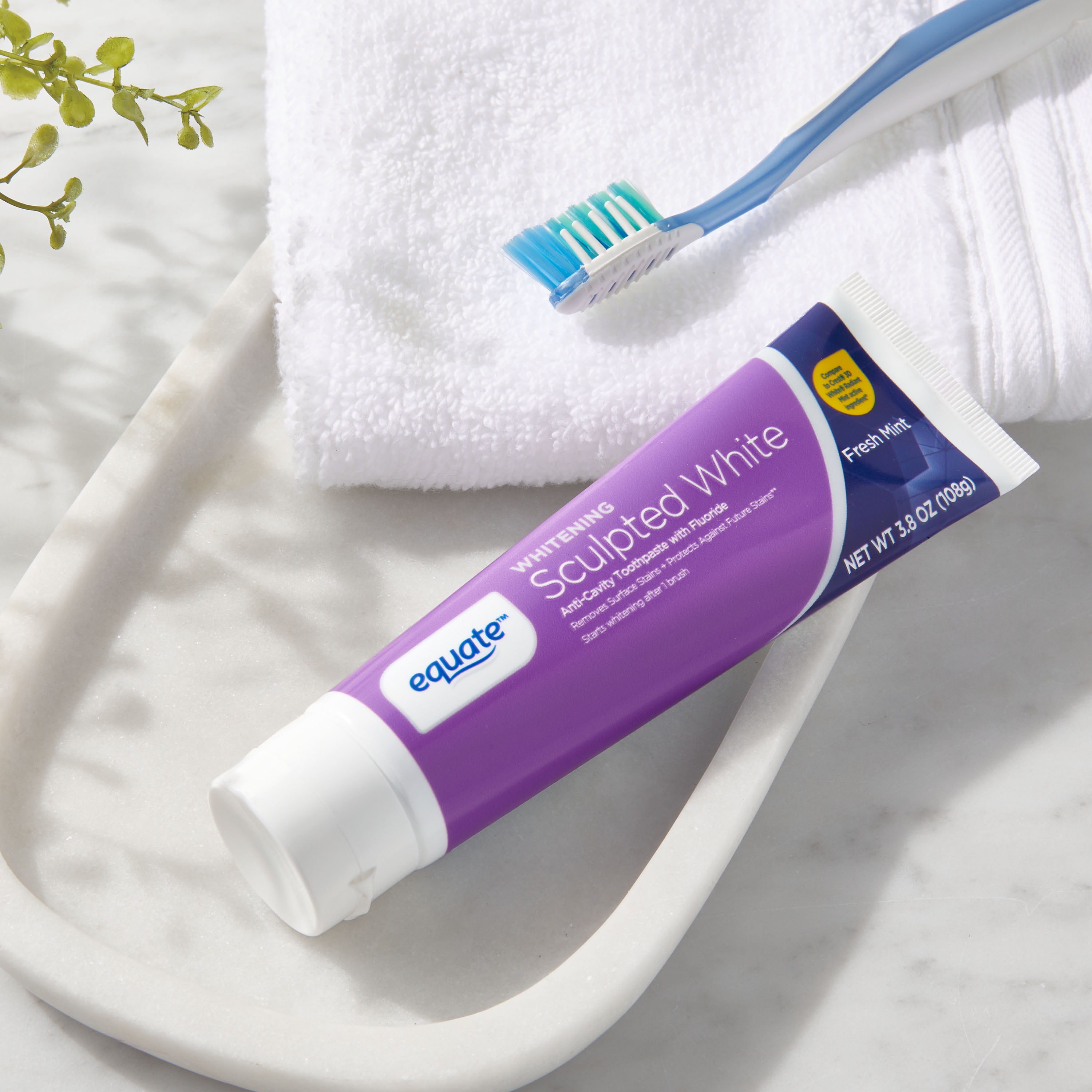 Equate Whitening Sculpted White Toothpaste, Fresh Mint, 3.8 oz