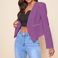 thumbnail image 2 of YDFCWXW Womens Open Front Work Blazer Long Sleeve Office Jacket Solid Color Cardigans with Zipper Pockets Purple, XXL, 2 of 6