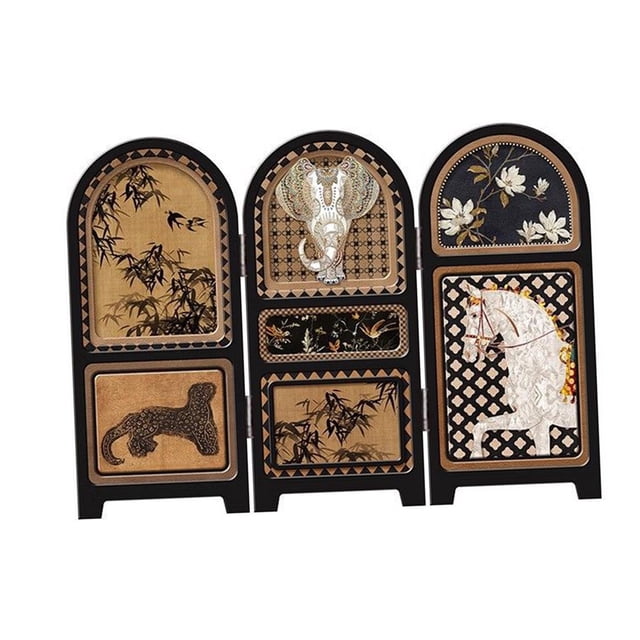 GROWTH TANK Chinese Design Mini Screen Ornament 30x22cm for Shelf Dining Room Countertop Style A