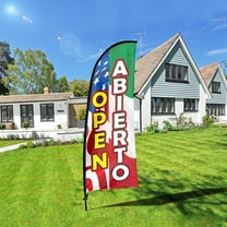QSUM Open Abierto Feather Flag Kit,7FT Open Abierto Advertising Banner Promotion Business Signs