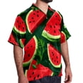 thumbnail image 2 of Watermelon Men's Short Sleeve Beach Shirts, Casual Printed Poplin Button Down, Unisex Summer Hawaiian Shirt, 2 of 6