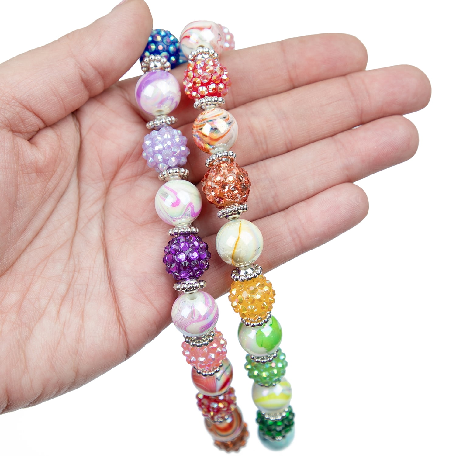 (2 pack) Cousin DIY Multicolor Acrylic Shambala Bead Strand, 17 in, 62 Piece, Jewelry Making, Adult