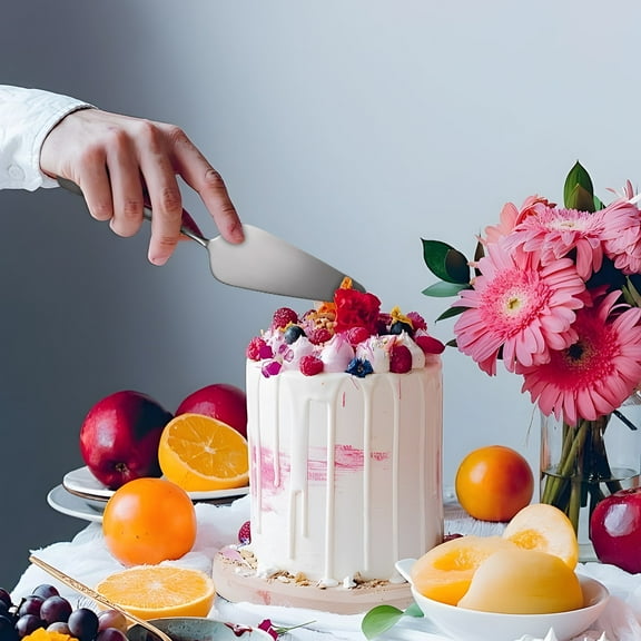 Votnto Cake Server, Cake Pie Server, Stainless Steel Cake Slicers, Cake Cutter with Serrated Edges, Pizza Pastry Cake Slicer Server for Kitchen, Restaurants, Wedding, Birthdays and Parties