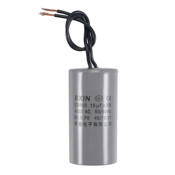 Uxcell 74x38mm 15uF 450V AC 50/60Hz 2 Wires Cylinder CBB60 Run Capacitor
