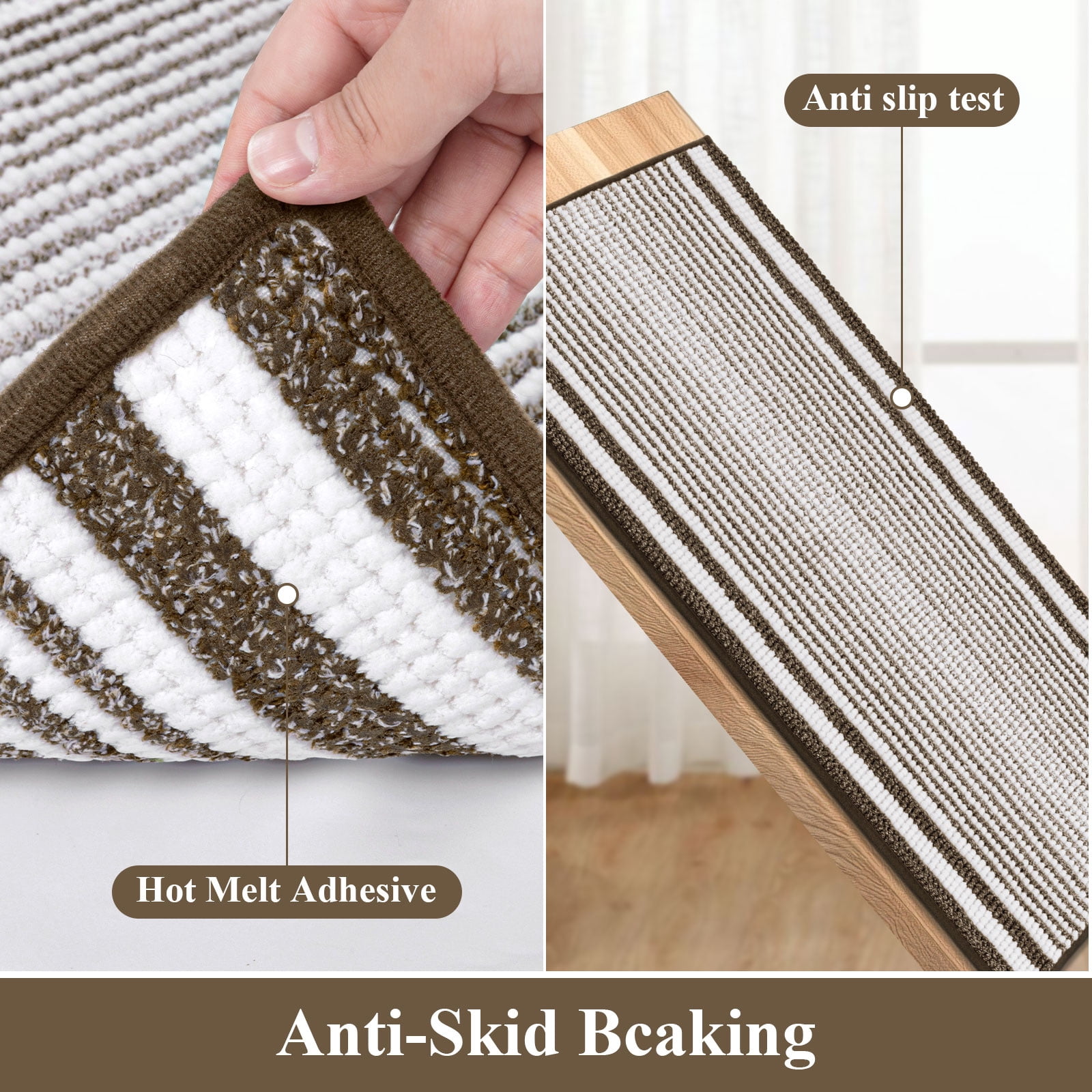 Ileading Chenille Bathroom Rugs Sets 4 Piece, Super Absorbent Non Slip Washable Bath Mat and U-Shaped Contour Toilet Rug Set for Tub Shower Floor Carpet