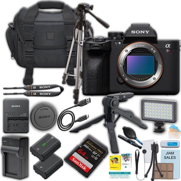 Sony a7R V Mirrorless Camera (Body Only) SanDisk Extreme Pro 64GB, Camera Case, Travel Charger, Gripster Tripod & 50" Tripod (International Version)