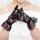 thumbnail image 2 of Guantes de verano negros de encaje cortos para montar a caballo con protección solar, guantes de boda para novia, 2 of 6