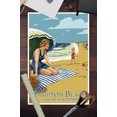 thumbnail image 3 of Hampton Beach, New Hampshire, Woman on Beach (12x18 Wall Art Poster, Room Decor), 3 of 3
