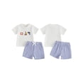 thumbnail image 2 of BemeyourBBs 2Pcs Toddler Baby Boy Summer Clothes Infant Baby Boys Summer Outfits Short Sleeve Sailboat Animal Embroidery T Shirt Tops and Elastic Waist Striped Pockets Shorts Set, 2 of 9