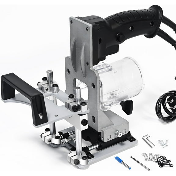 and Tenon Jig Tools for Woodworking , Invisible Slotting Machine Jig Stand, 3-Axis Guide Rail for Adjust Trimming Length and Width