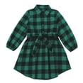 thumbnail image 3 of FYMNSI Christmas Matching Family Outfits Mommy and Me Green Plaid Dresses Father Son Button Down Shirts Xmas Photoshoot Set (Girl 3-4T), 3 of 7