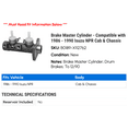 thumbnail image 2 of Brake Master Cylinder - Compatible with 1986 - 1990 Isuzu NPR Cab & Chassis 1987 1988 1989, 2 of 2