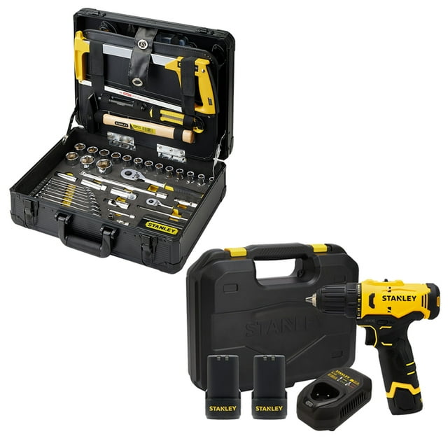 KIT STANLEY Caja de herramientas de 142 piezas STMT98109-LA + Taladro Percutor SCD10D2K