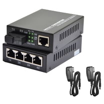 NATEFEMIN Ethernet to Fiber Optic Converter, 4 RJ45 Ports for Network Expansion, Single Mode, 10/100/1000Mbps