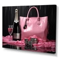 thumbnail image 2 of Designart "Pink Stylish Bag & Champagne I" Fashion Wall Decor, 2 of 5