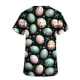 thumbnail image 6 of Easter Scrub Tops for Women Grass Pattern Bunny and Eggs Graphic V Neck Short Sleeve Professional Workwear with Pockets Festive Medical Clothes, 6 of 6