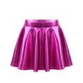 thumbnail image 2 of JanJean Girls Metallic Skater Skirt Athletic Shiny Holographic Flared Pleated Dance A-Line Mini Skort Rose 12, 2 of 7