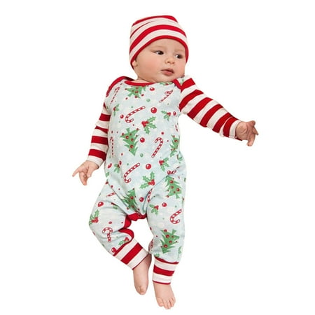 

Ozmmyan Christmas Toddler Clothes Newborn Infant Baby Girls Boys Christmas Trees Stripe Romper Jumpsuit Outfits on Clearance