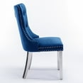 thumbnail image 6 of 2 Piece Upholstered Dining Chairs with High Tufted Back, Modern Comfy Kitchen Chairs with Nailhead Trim, Accent Side Chairs for Dining Room, Kitchen, Living Room, Blue, 6 of 8