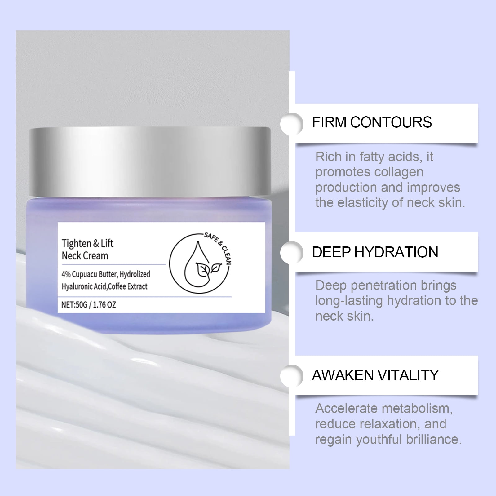 Alvantor Multi Action Neck Cream for Tightening and Firming, Moisturizing Cream 1.76oz, 3PC