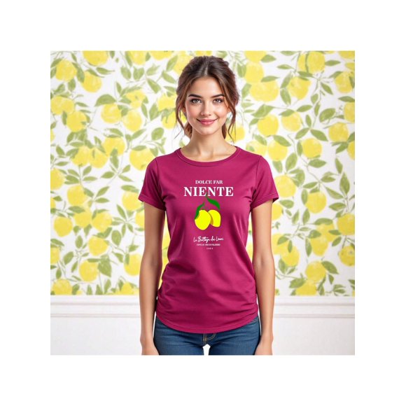 Playera Blusa De LimonesDolce Far Niente – Disfruta el Placer de No Hacer Nada con Estilo Color Rosa Dorado Talla Mediana Marca Emil SaEs