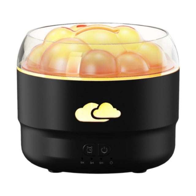 Humidificador de aire de escritorio con luces LED y temporizador, difusor de aroma silencioso para yoga. Negro