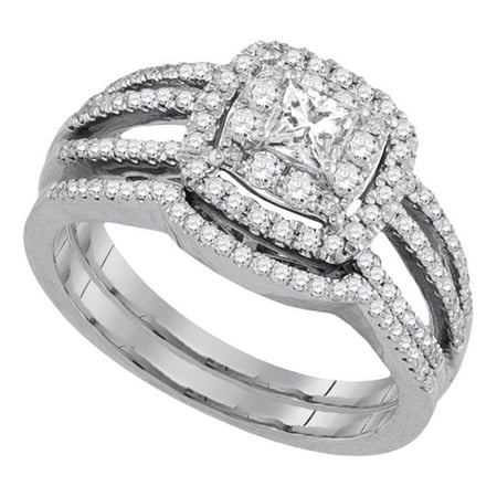 14k White Gold Princess Diamond Solitaire Womens Wedding Bridal 14k White Gold Princess Diamond Solitaire Womens Wedding Bridal Engagement Ring Set 7 8 Cttw
