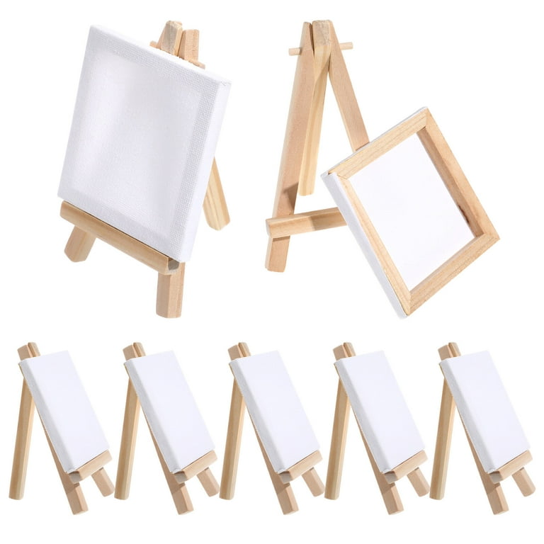 12 Sets Mini Painting Canvas with Easels Blank Canvas Boards with