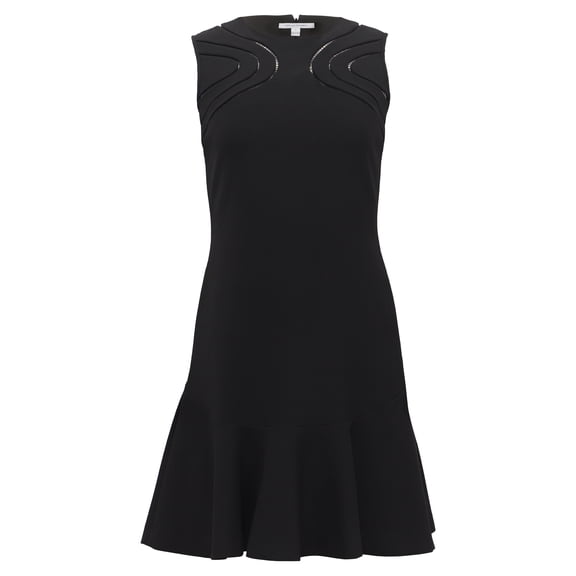 Pre-Owned Diane Von Furstenberg Maureen Mini Drop-Waist Dress in Black Polyester